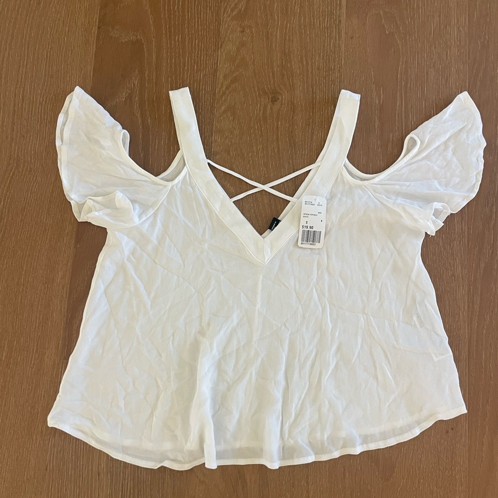 Forever 21 White Crisscross Blouse